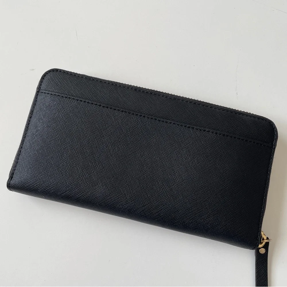 Kate Spade New York Laurel Way Neda Saffiano Leather Zip Around Black Wallet